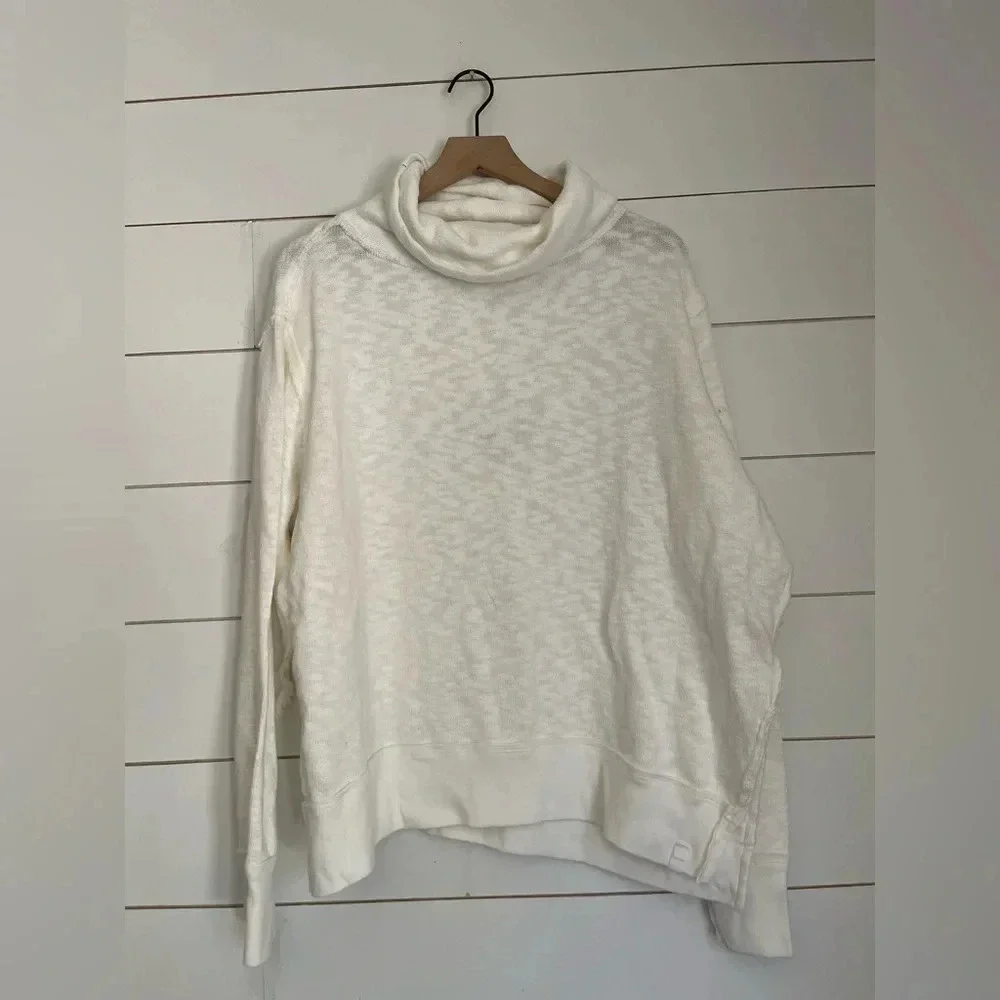 Free People Women's White Timmy Boxy Turtleneck Sweater